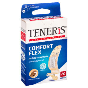 Лейкопластырь Teneris Comfort Flex бактерицидный с ионами серебра на полимерной основе 20 шт